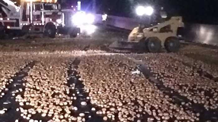 50,000 Pounds Of Potatoes Stuck On Interstate