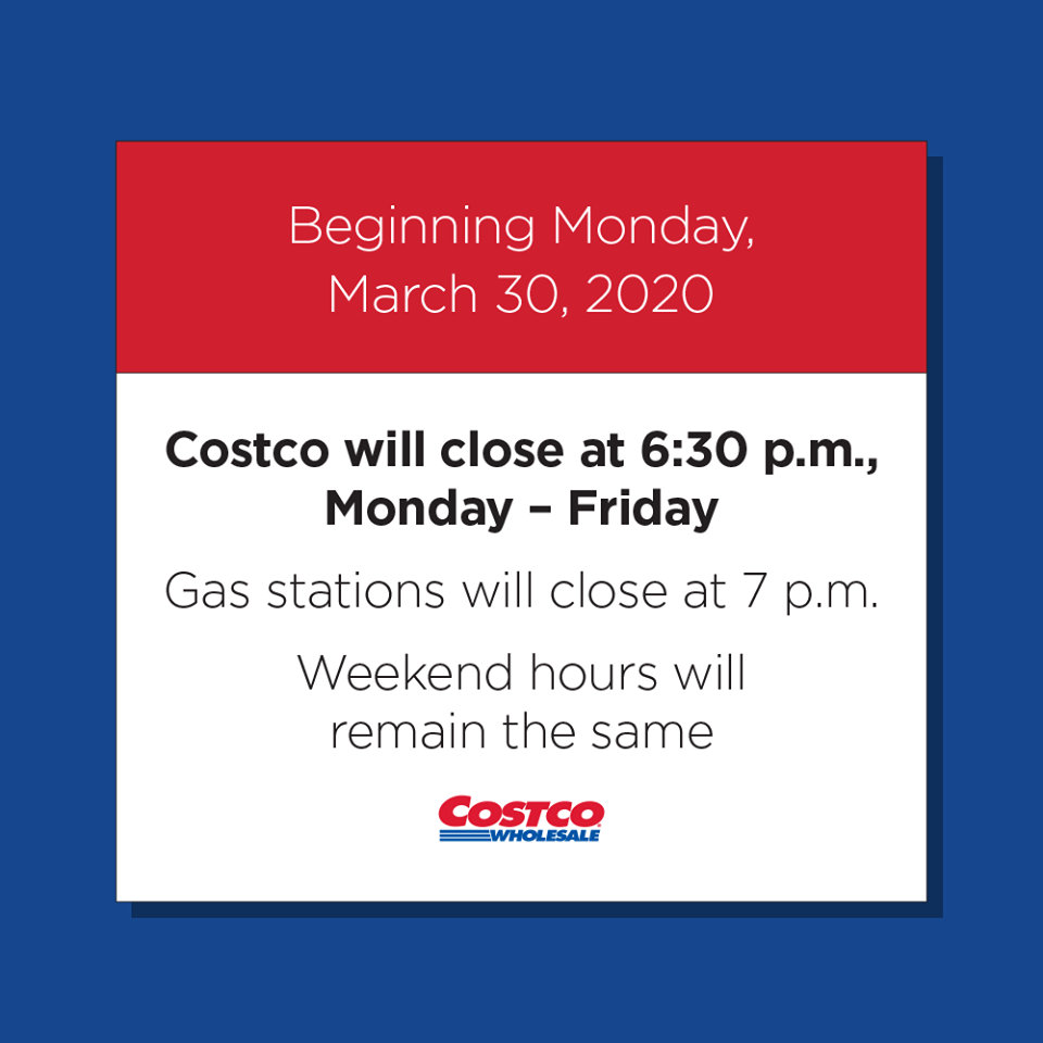 Costco Is Reducing Their Store Opening Hours Starting March 30th