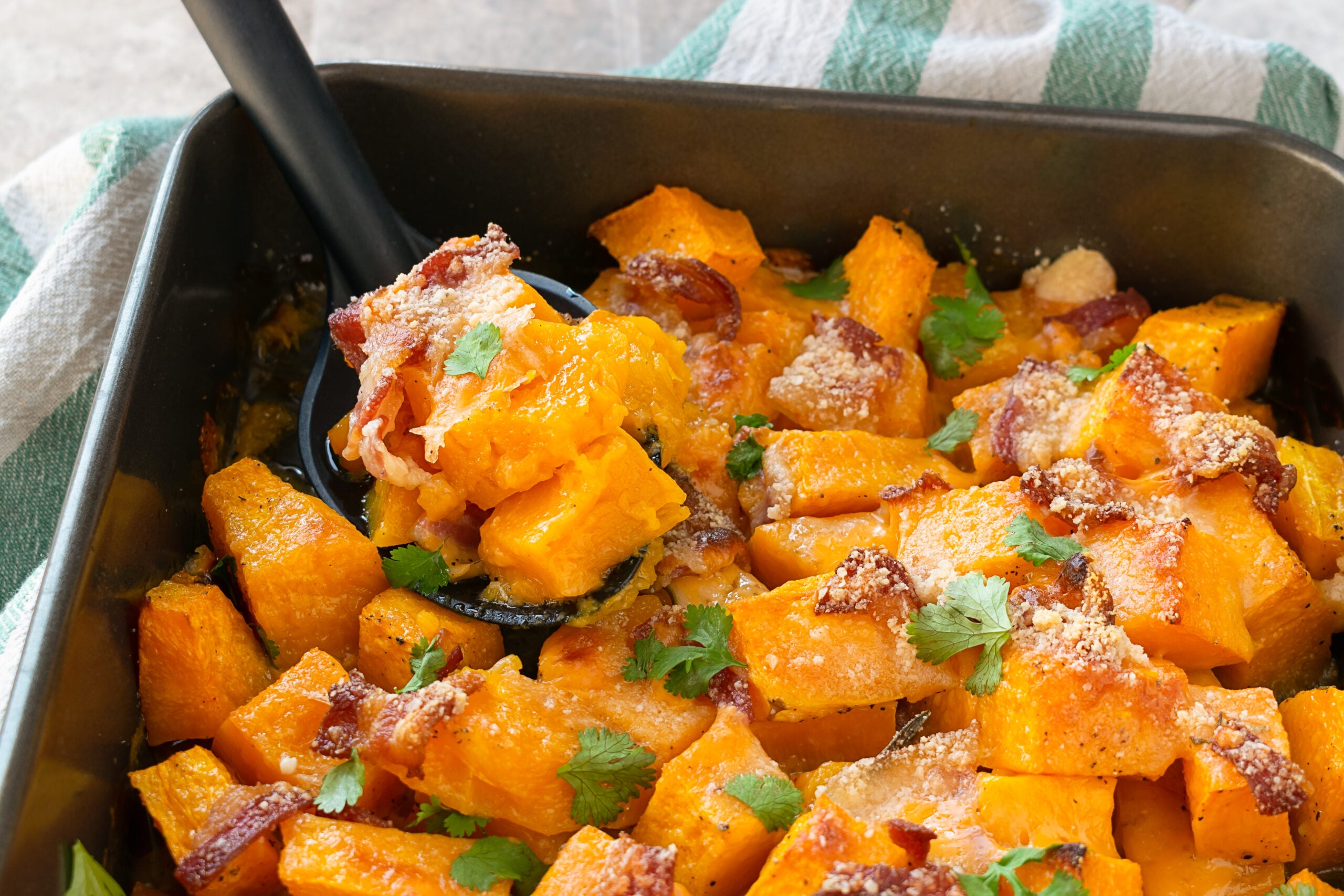 Baked Bacon Cheese Butternut Squash Cooking Panda