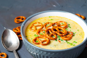 Beer Cheese Soup With Mini Pretzel