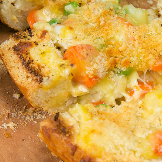 Chicken Pot Pie Bread Boat