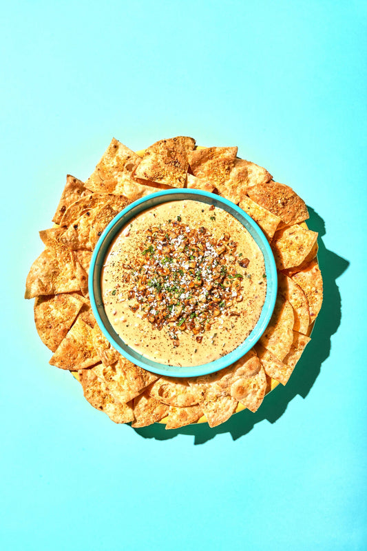 White Cheddar Elote Queso Dip