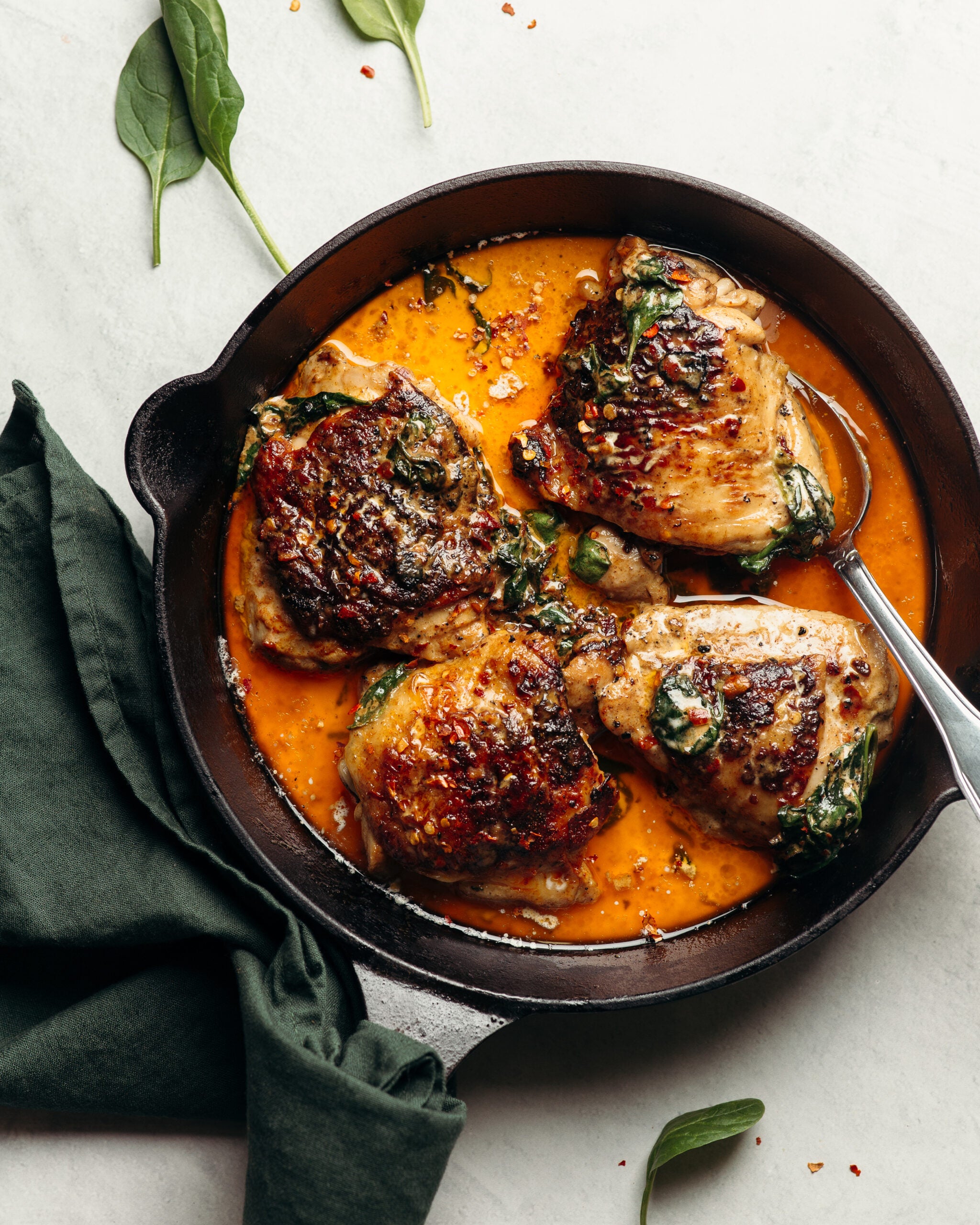 Creamy Thai Peanut Chicken with Spinach Cooking Panda