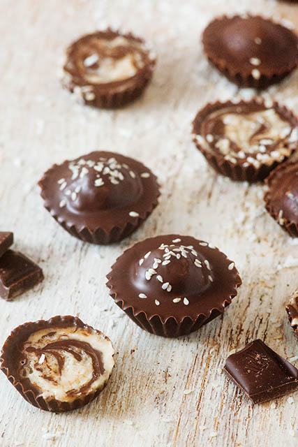 Dark Chocolate & Sweet Tahini Cups