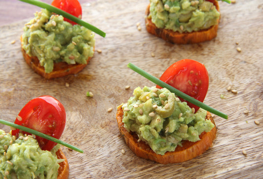 Roasted Sweet Potato Bites with avocado