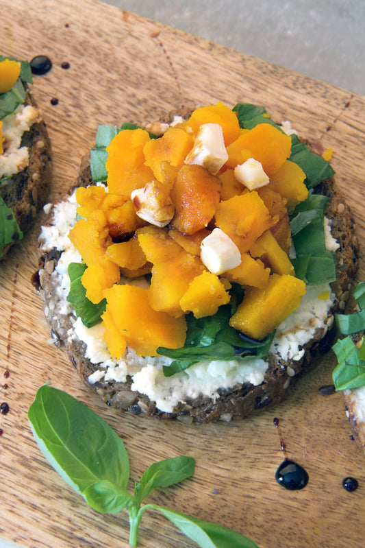 Butternut Squash, Roasted Garlic Goat Cheese Bruschetta