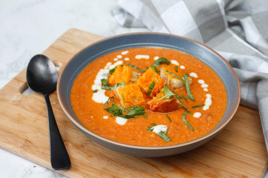 Tomato Soup with Cheese Croutons