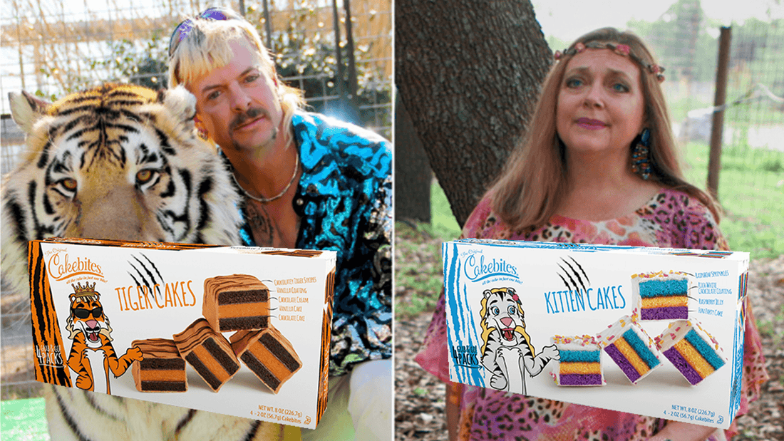 CakeBites Released Unofficial Joe Exotic and Carol Baskin Snack Cakes at Walmart