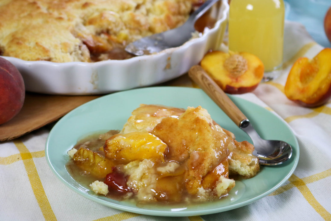 Warm Peach Cobbler with Vanilla Sauce