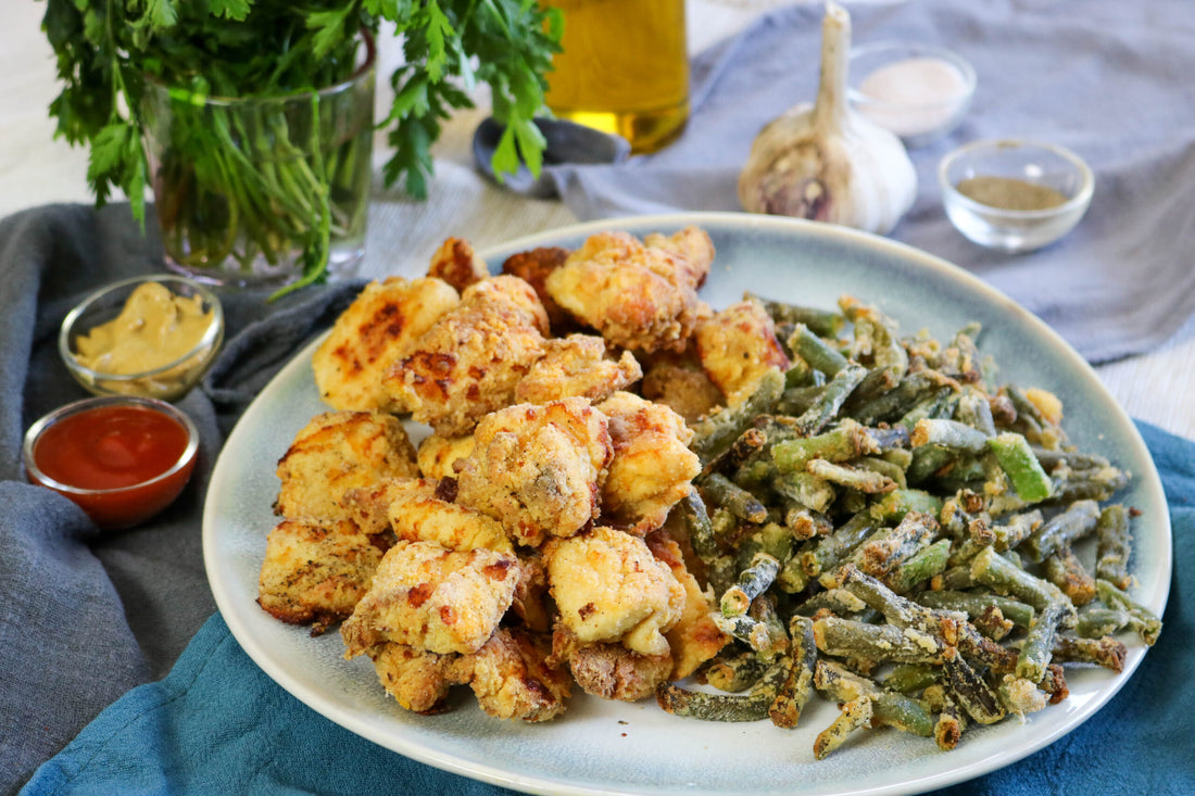 Healthy Chicken Nuggets with Green Bean Fries