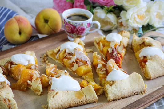 Almond Peach Galette with Mascarpone and Vanilla Cream