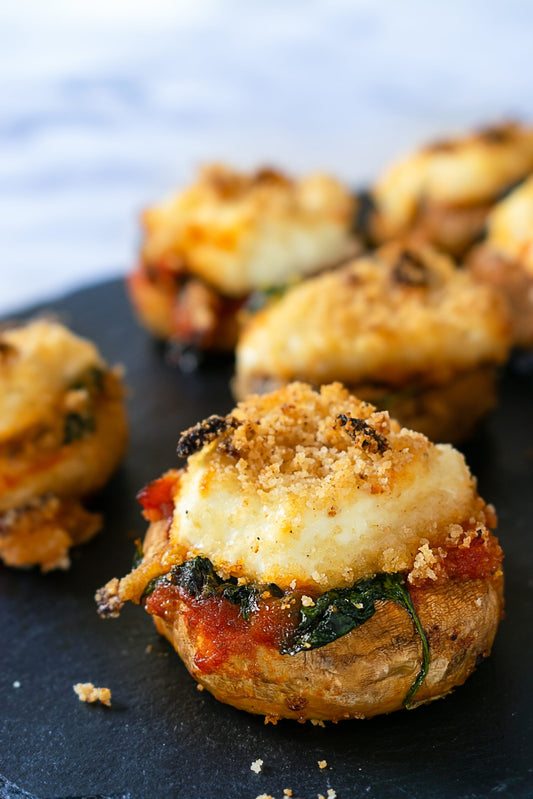 Stuffed Champignon Mushrooms With Crispy Goat Cheese