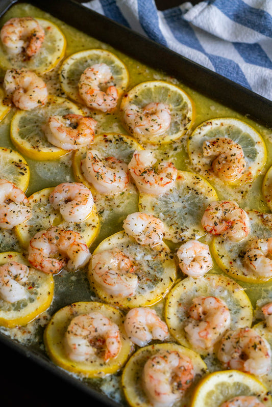 4-Ingredient Sheet Pan Lemon Butter Shrimp