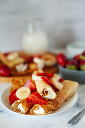 Straw-Banana Crepe Roll Ups