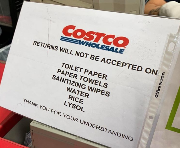 Costco Will Not Accept Returns For Hoarded Supplies