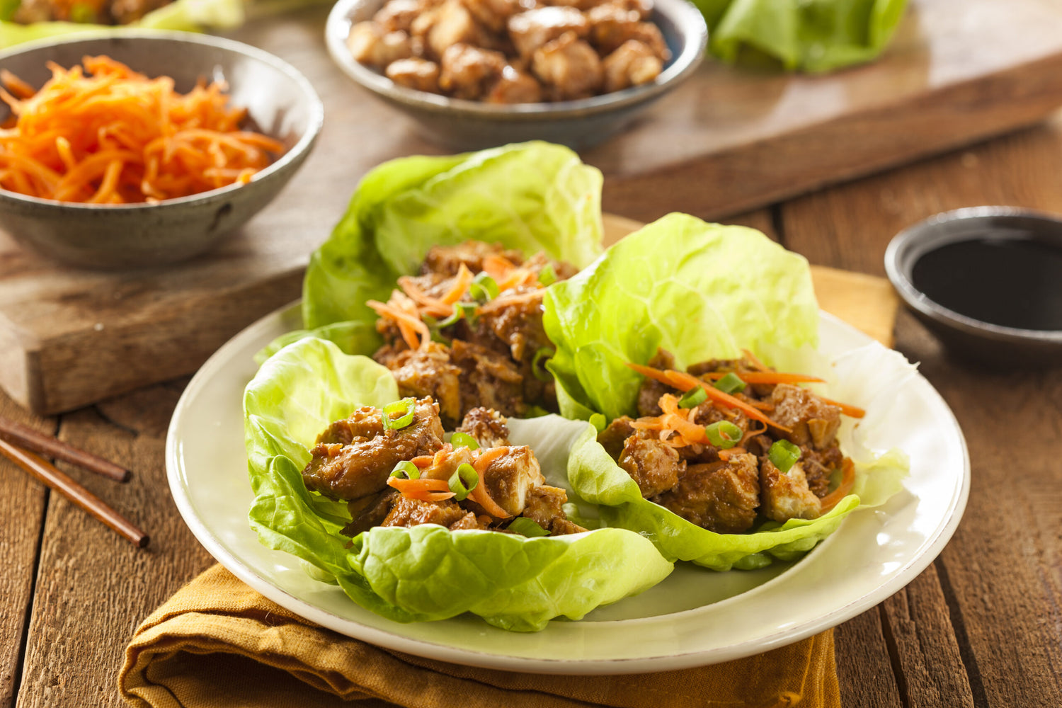 Lettuce Cup Tacos With Chicken And Crema Cooking Panda
