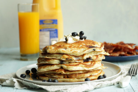 Blueberry Yogurt Pancakes With Whipped Lemon Butter