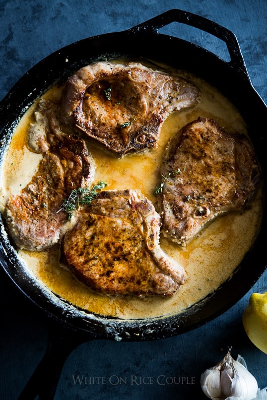 Braised Pork Chops in Milk and Dijon Mustard Sauce